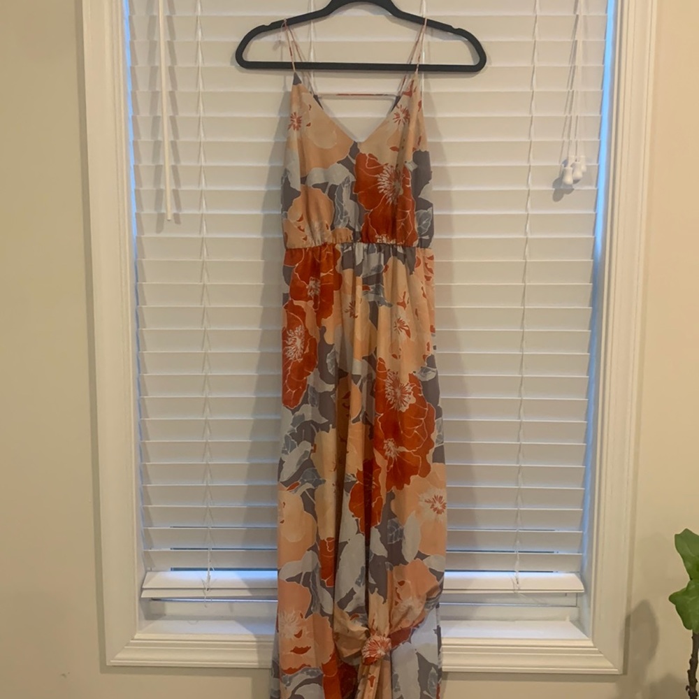 LOFT floral print maxi dress - knotted at the bottom but can be taken out!